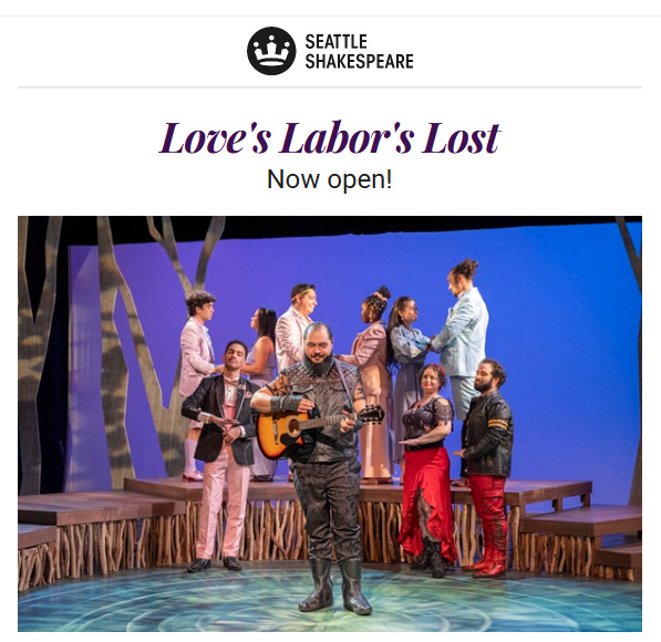 Seattle Shakespeare Love's Labor's Lost now open 